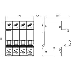 Otomatik Sigorta C 10A 3F+N , 6kA 70 mm